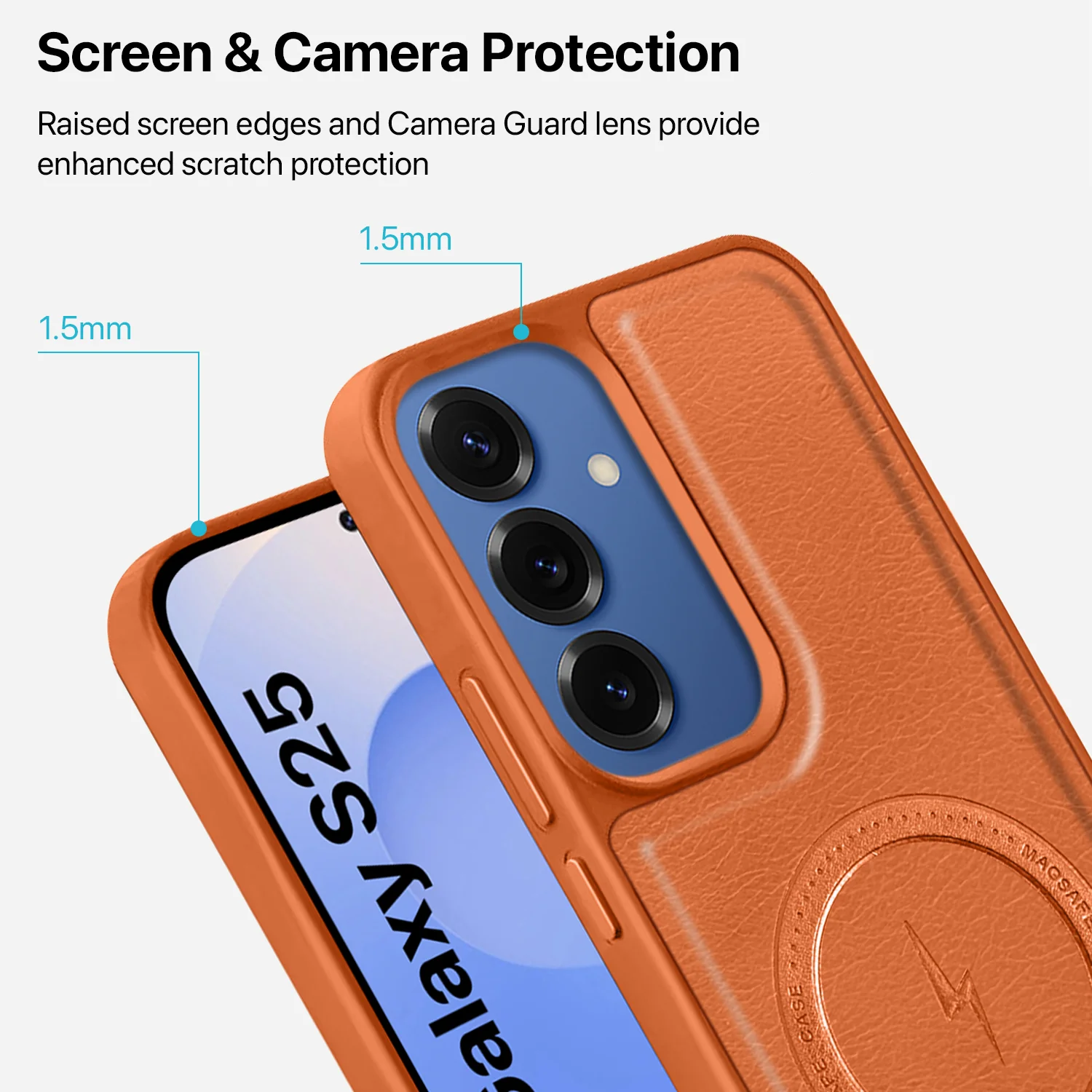 Vaku ® Samsung Galaxy S25 Maxtron Leather Stitched Magnetic Magsafe Back Cover - Image 4