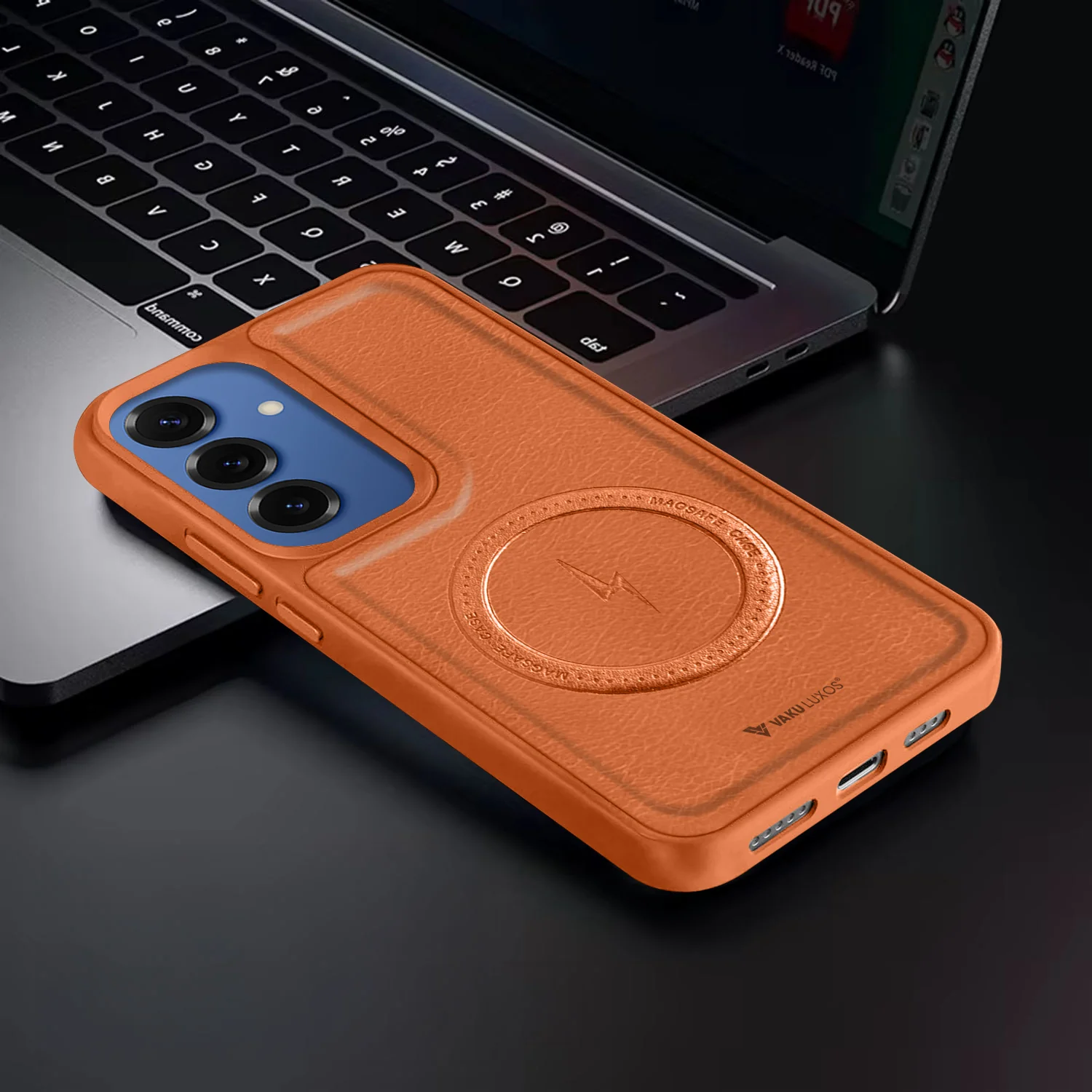 Vaku ® Samsung Galaxy S25 Maxtron Leather Stitched Magnetic Magsafe Back Cover - Image 7