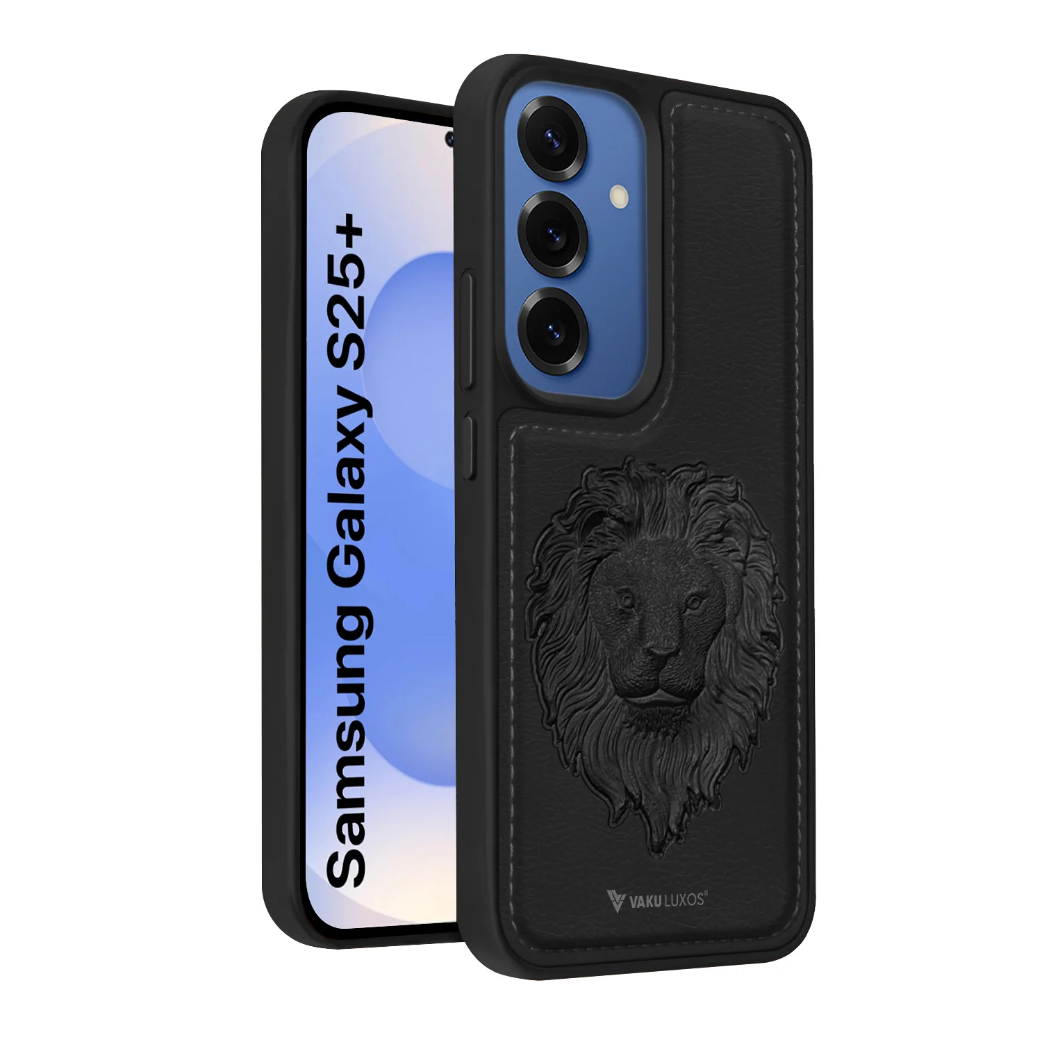 Vaku ® Samsung Galaxy S25 Plus Lion Embossed Luxury Designer Leather Back Cover - Image 2