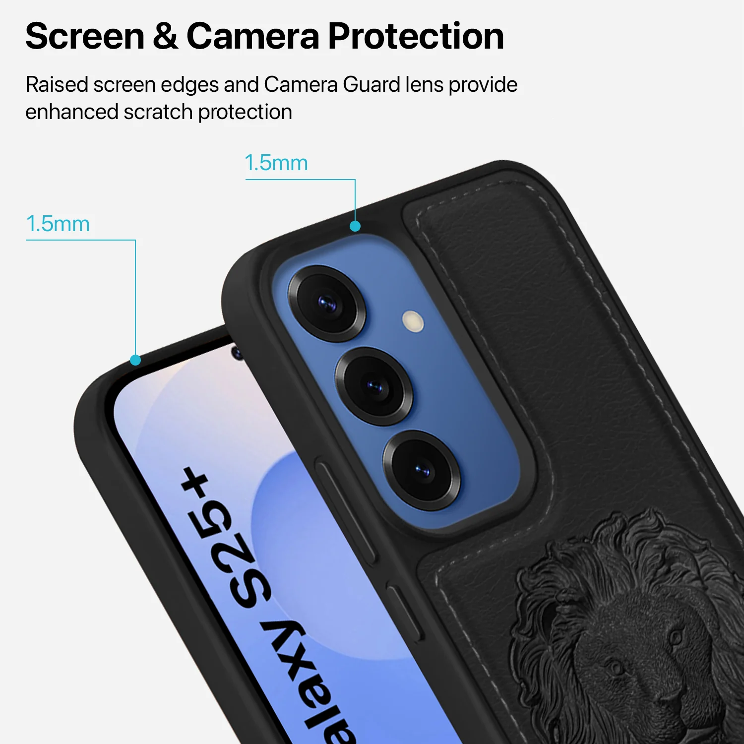 Vaku ® Samsung Galaxy S25 Plus Lion Embossed Luxury Designer Leather Back Cover - Image 4