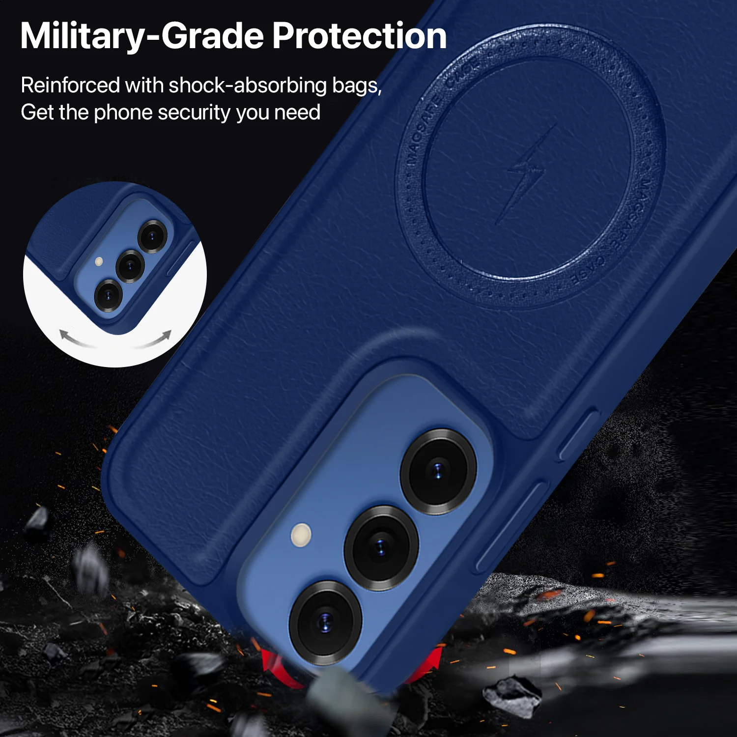 Vaku ® Samsung Galaxy S25 Plus Maxtron Leather Stitched Magnetic Magsafe Back Cover - Image 4