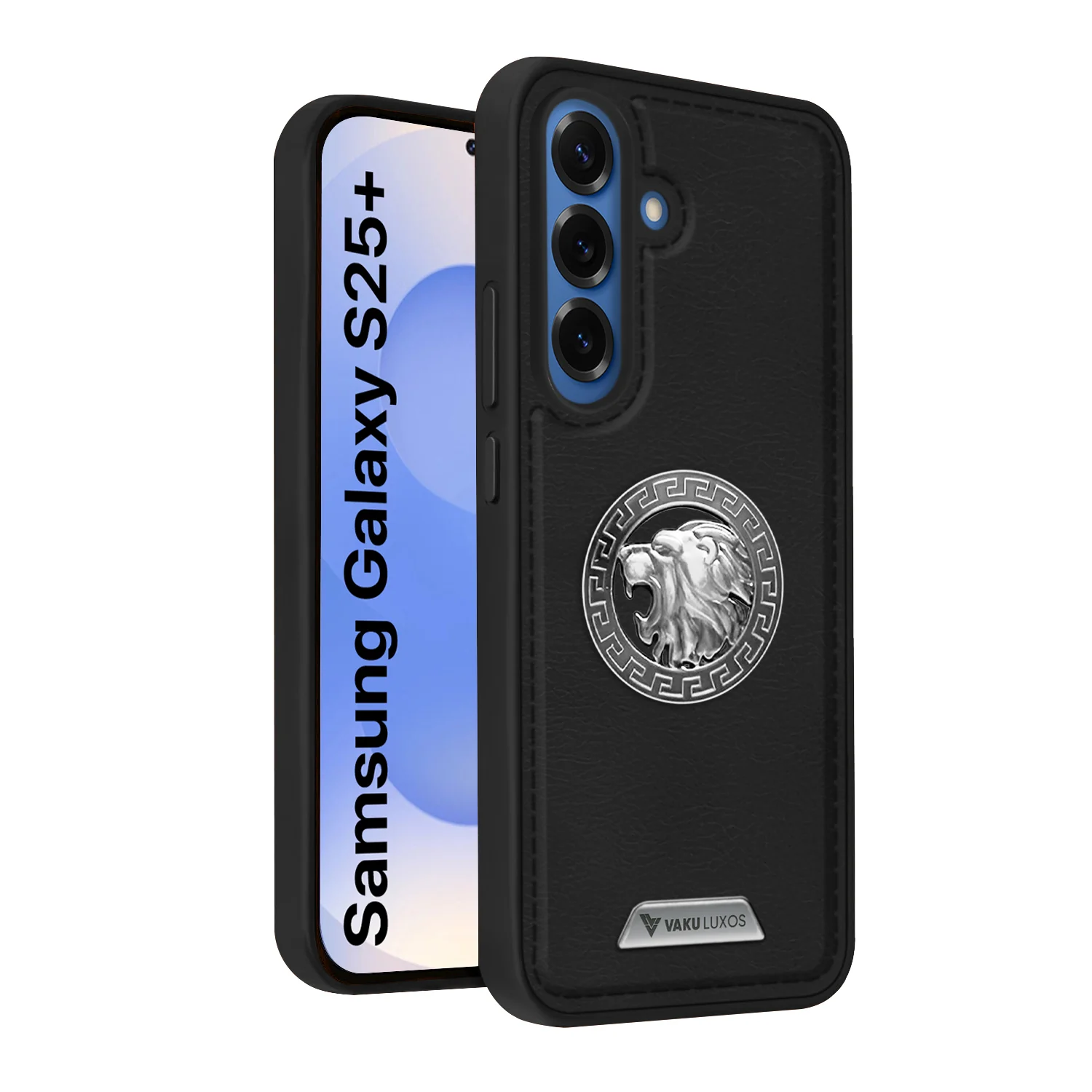 Vaku ® Samsung Galaxy S25 Plus Regal Shield Metal Lion Engraved Leather Back Cover - Image 8
