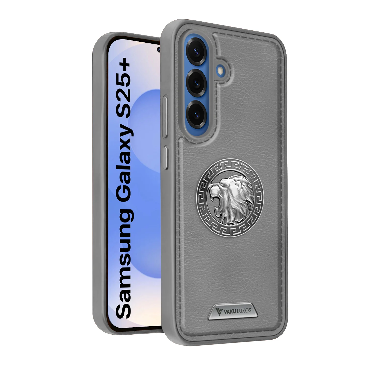 Vaku ® Samsung Galaxy S25 Plus Regal Shield Metal Lion Engraved Leather Back Cover - Image 9