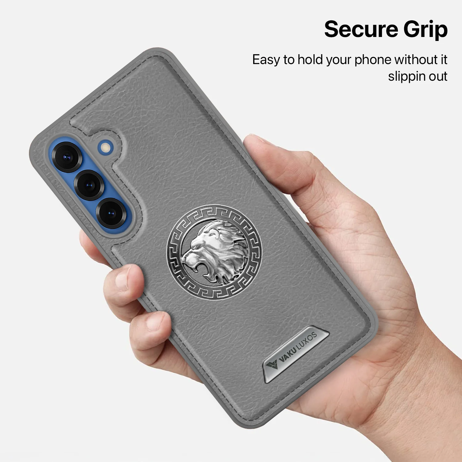 Vaku ® Samsung Galaxy S25 Regal Shield Metal Lion Engraved Leather Back Cover - Image 8