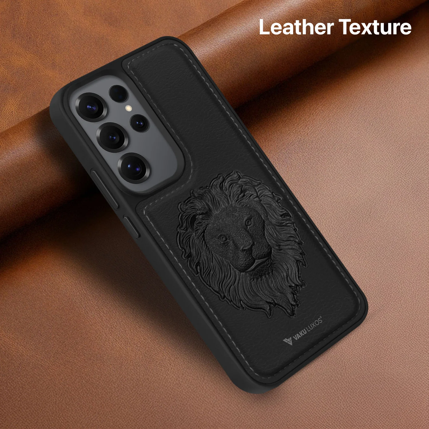 Vaku ® Samsung Galaxy S25 Ultra Lion Embossed Luxury Designer Leather Back Cover - Image 10