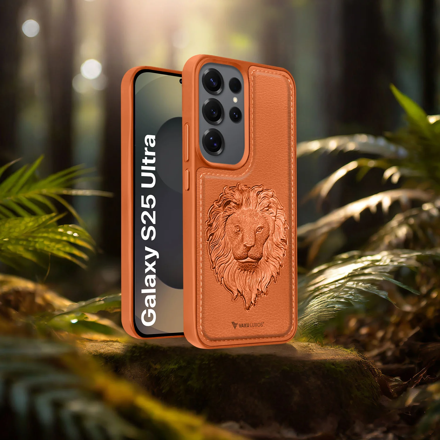 Vaku ® Samsung Galaxy S25 Ultra Lion Embossed Luxury Designer Leather Back Cover - Image 12