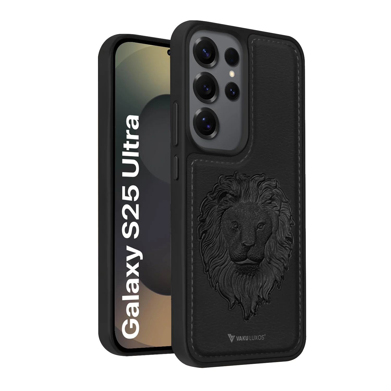 Vaku ® Samsung Galaxy S25 Ultra Lion Embossed Luxury Designer Leather Back Cover - Image 2
