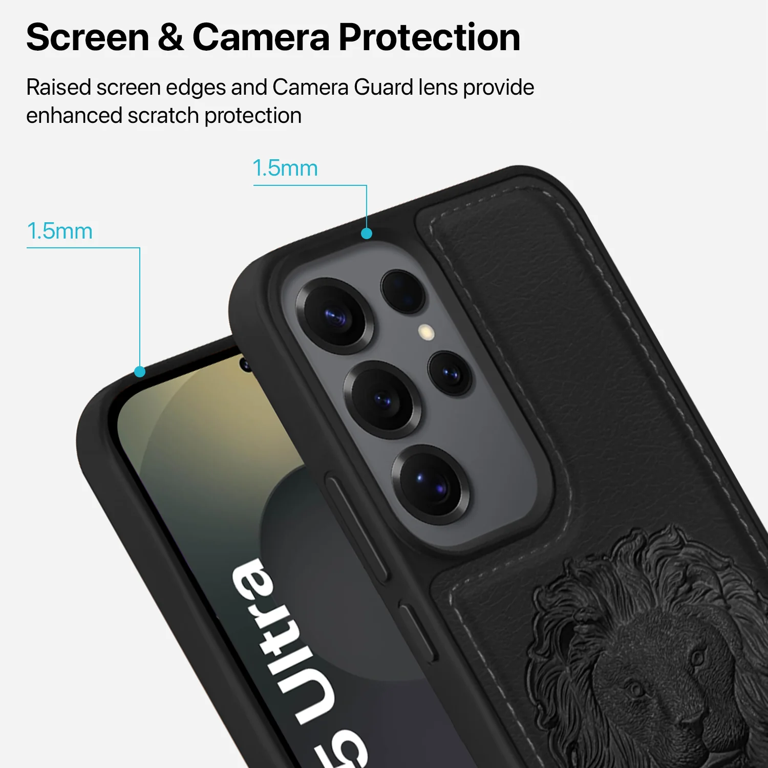 Vaku ® Samsung Galaxy S25 Ultra Lion Embossed Luxury Designer Leather Back Cover - Image 4