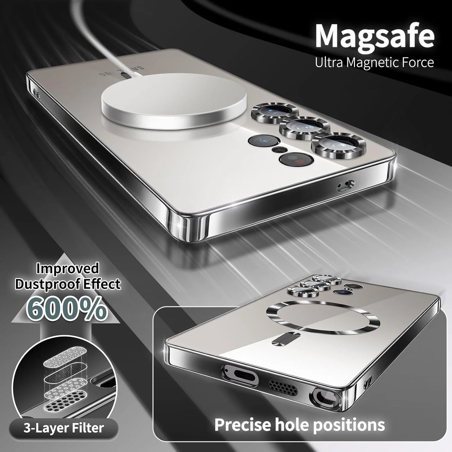 Vaku ® Samsung Galaxy S25 Ultra Luxury Electroplated Magnetic Magsafe Back Cover - Image 5
