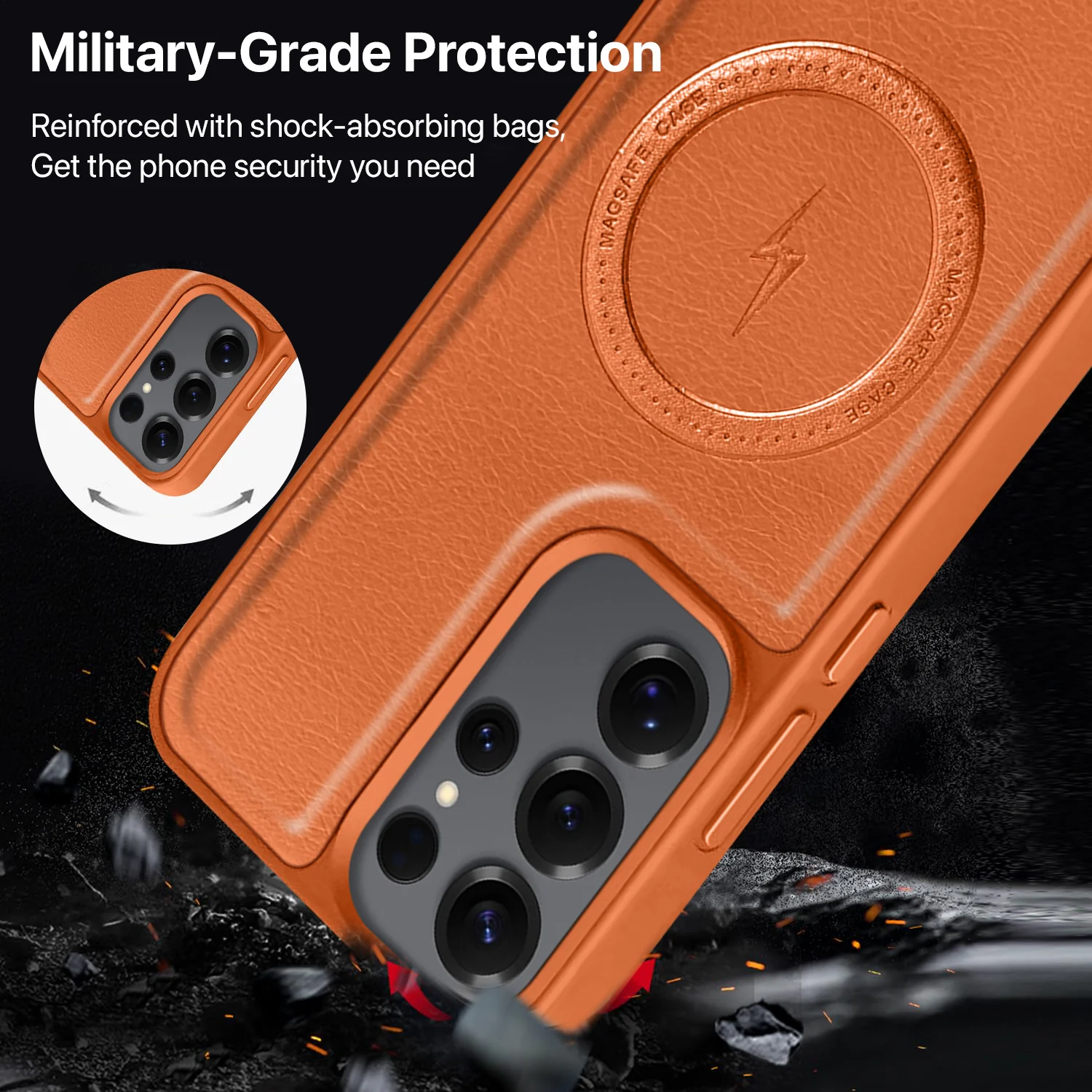 Vaku ® Samsung Galaxy S25 Ultra Maxtron Leather Stitched Magnetic Magsafe Back Cover - Image 5