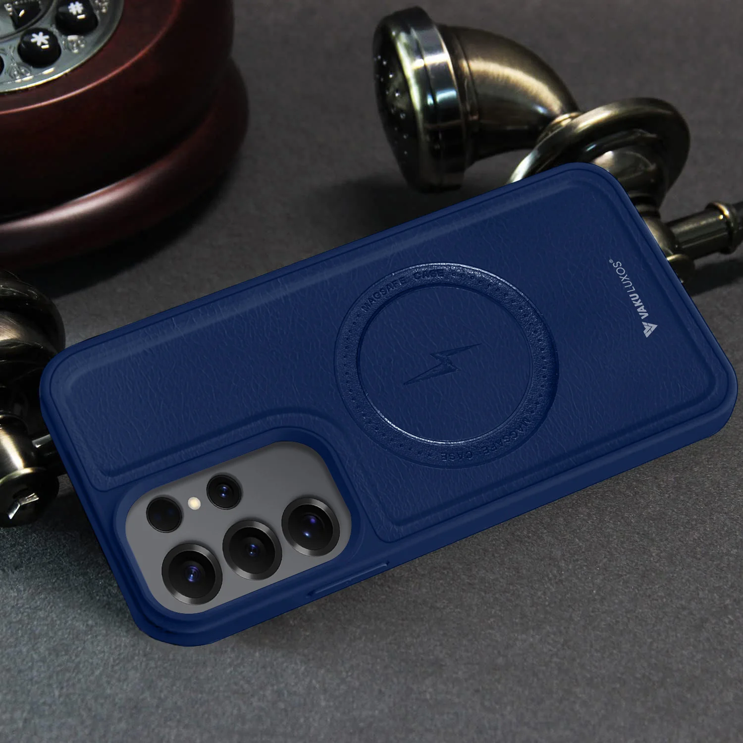 Vaku ® Samsung Galaxy S25 Ultra Maxtron Leather Stitched Magnetic Magsafe Back Cover - Image 9