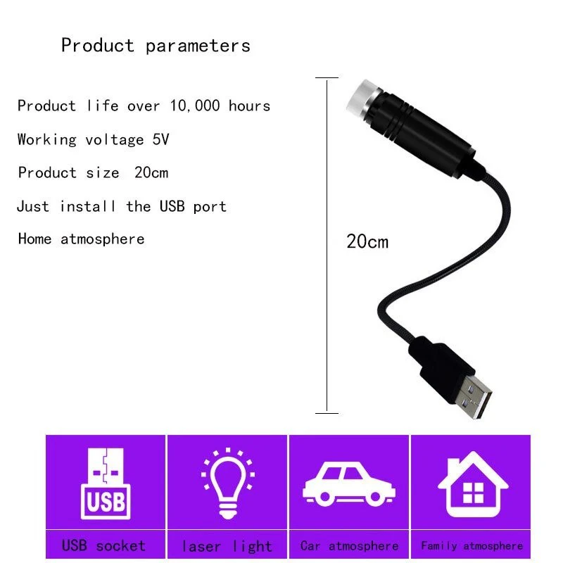 Vaku ® Star Light Decoration Ambience USB Projector - Image 9