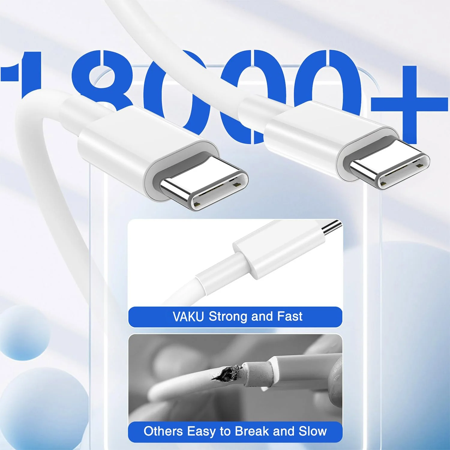 VAKU ® Type-C To Type-C 30W Fast Charging Cable For iPhone and Android Devices - Image 4