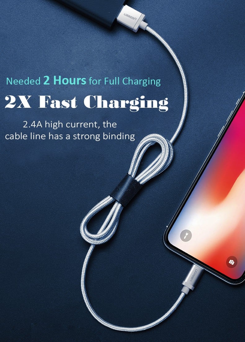 Vaku ® USB To Lightning Nylon Braided Data-Charging Cable - Image 10