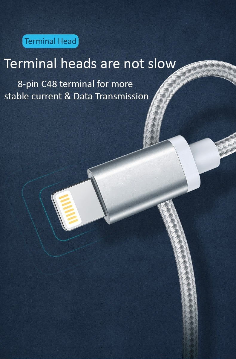 Vaku ® USB To Lightning Nylon Braided Data-Charging Cable - Image 6