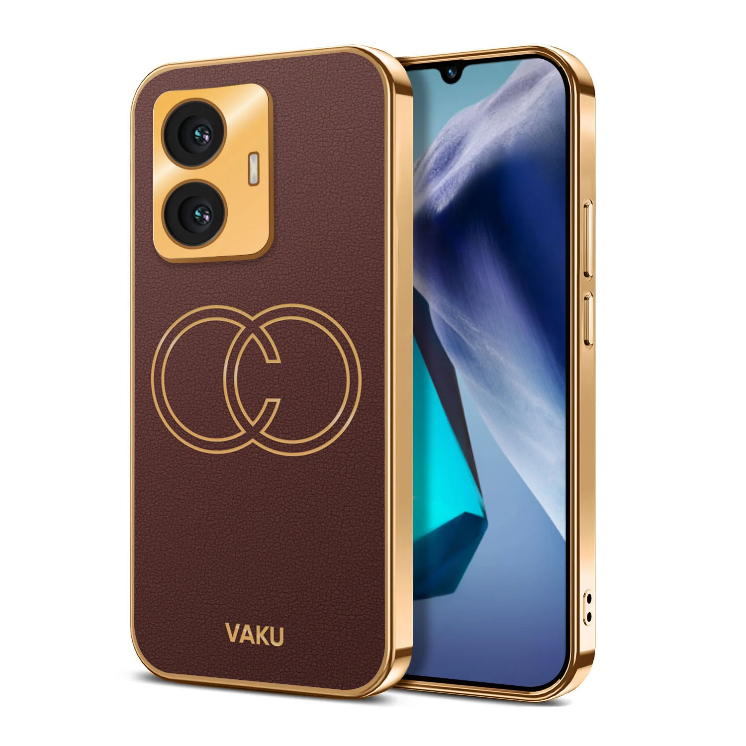 Vaku® Vivo T1 4G Skylar Leather Pattern Gold Electroplated Soft TPU Back Cover - Image 13