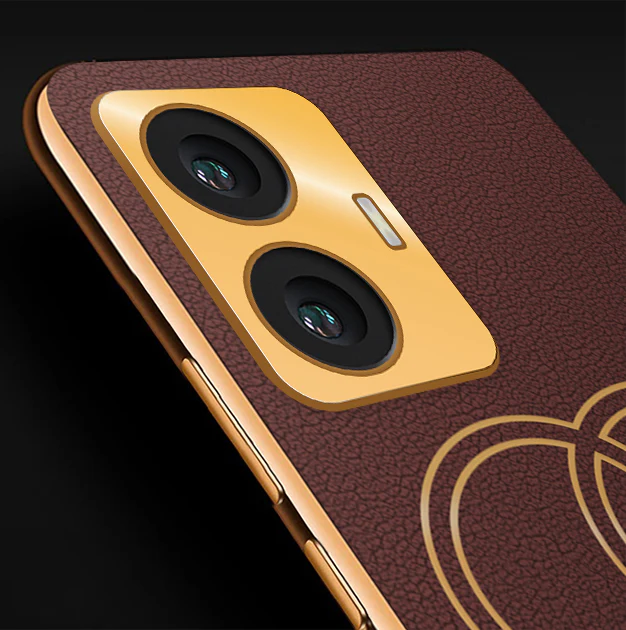Vaku® Vivo T1 4G Skylar Leather Pattern Gold Electroplated Soft TPU Back Cover - Image 2