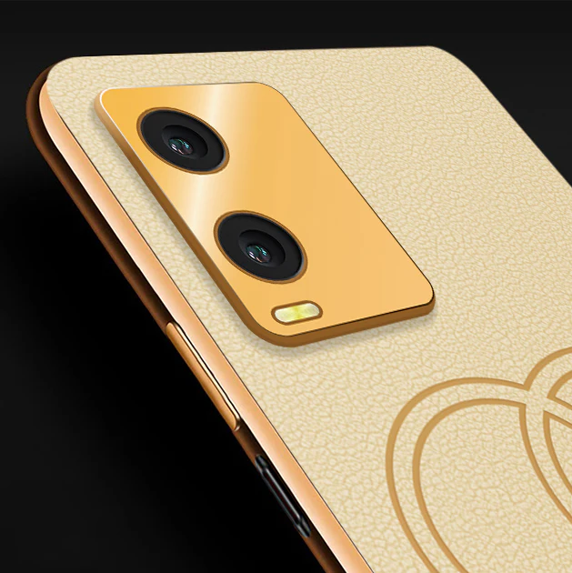 Vaku® Vivo T1x  Skylar Leather Pattern Gold Electroplated Soft TPU Back Cover - Image 2
