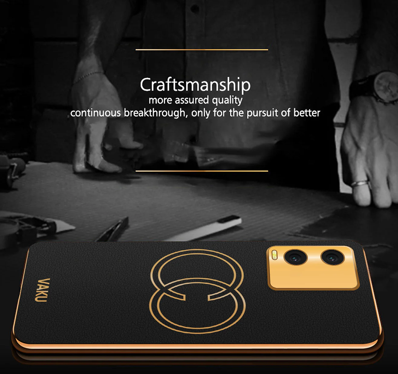 Vaku® Vivo T1x  Skylar Leather Pattern Gold Electroplated Soft TPU Back Cover - Image 3