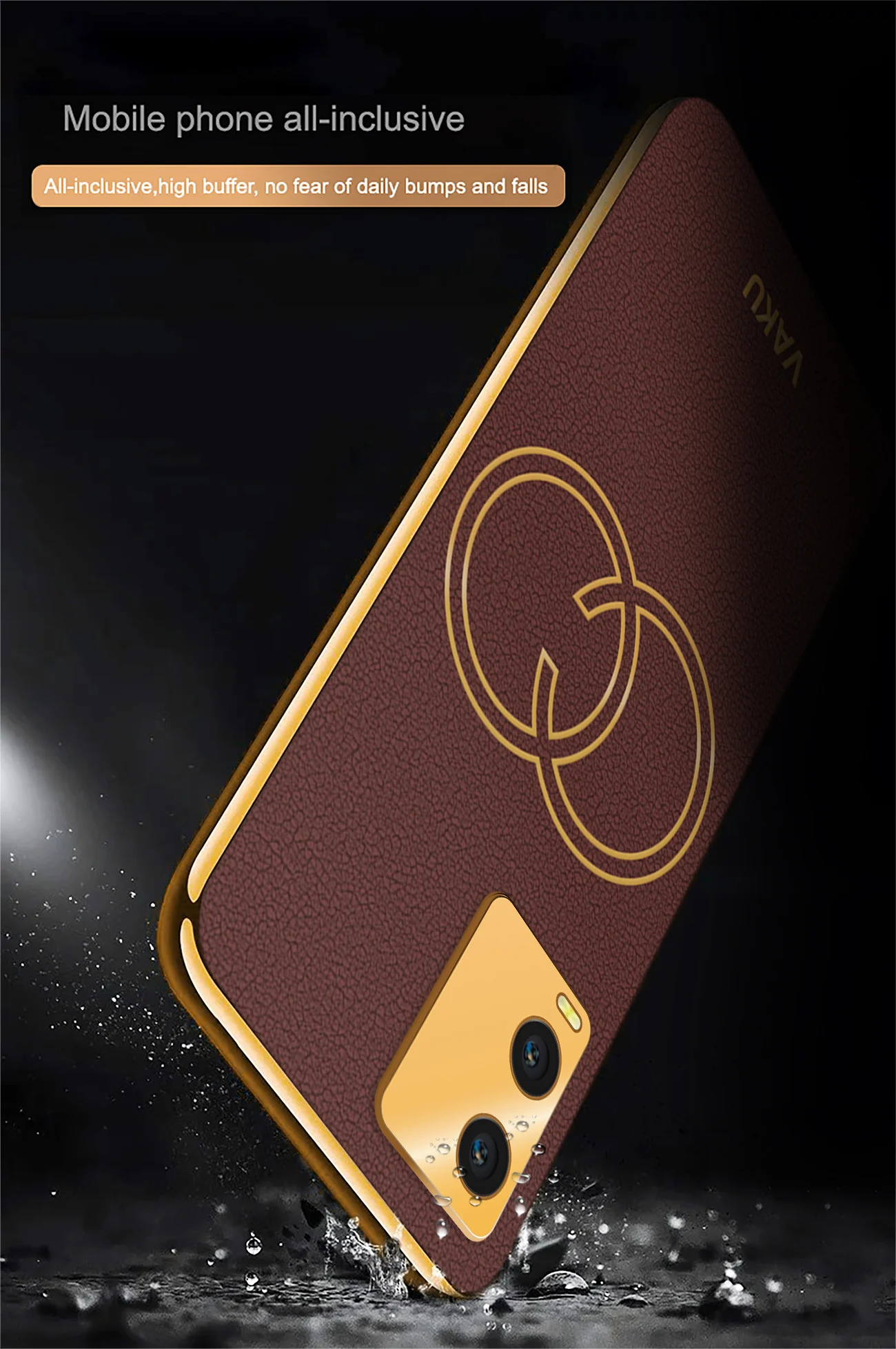 Vaku® Vivo T1x  Skylar Leather Pattern Gold Electroplated Soft TPU Back Cover - Image 9