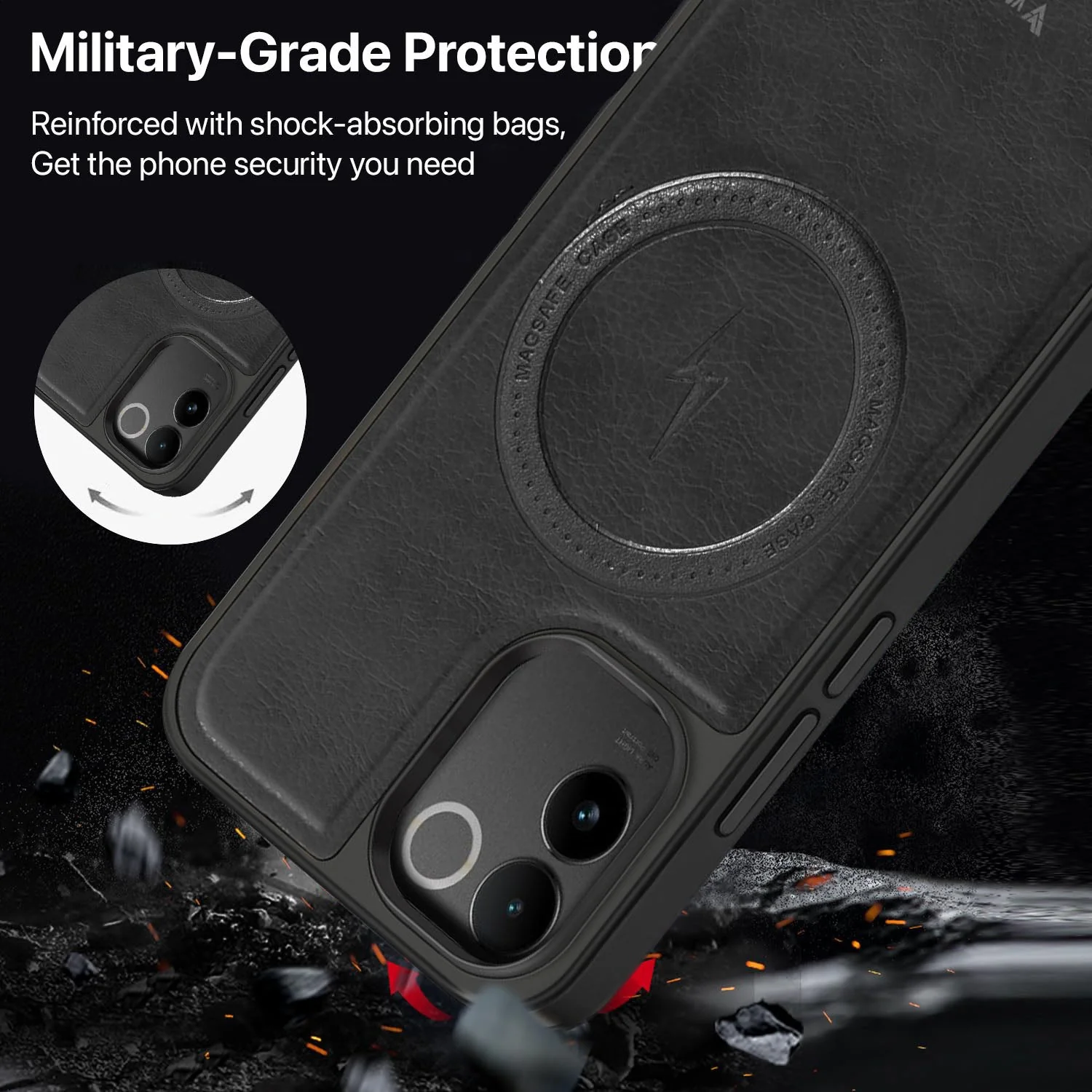 Vaku ® Vivo T2 Pro 5G Maxtron Leather Stitched Magnetic Magsafe Back Cover - Image 2