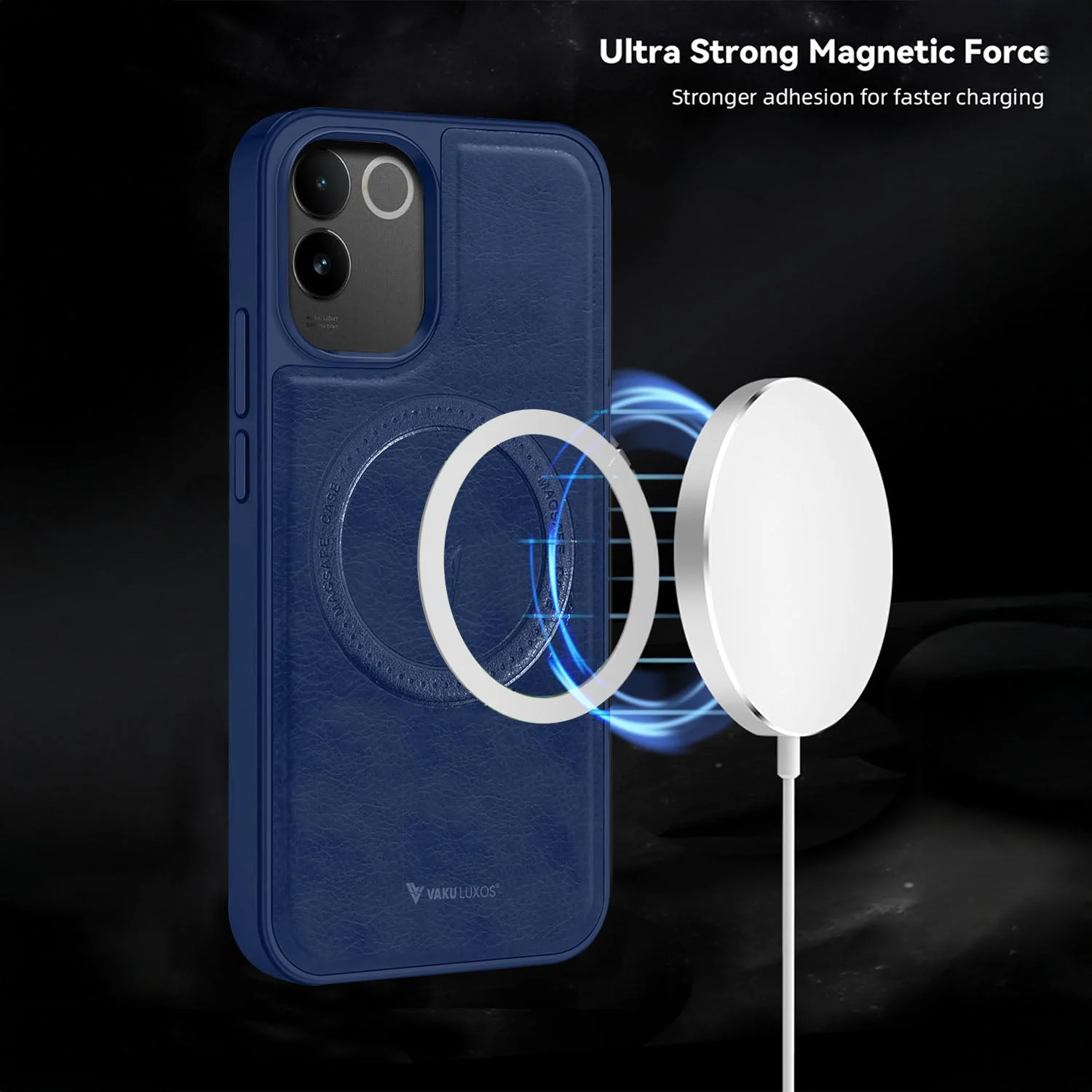 Vaku ® Vivo T2 Pro 5G Maxtron Leather Stitched Magnetic Magsafe Back Cover - Image 4