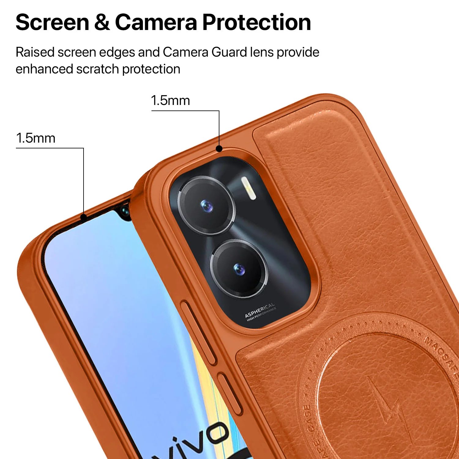 Vaku ® Vivo T2x 5G Maxtron Leather Stitched Magnetic Magsafe Back Cover - Image 2
