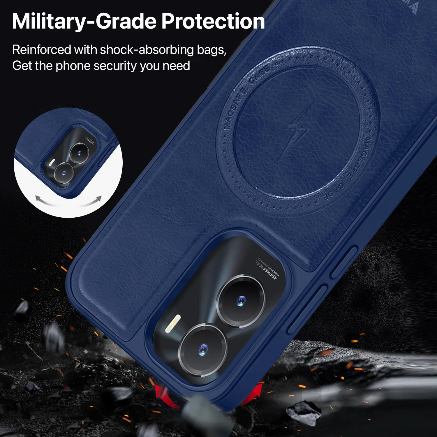 Vaku ® Vivo T2x 5G Maxtron Leather Stitched Magnetic Magsafe Back Cover - Image 3
