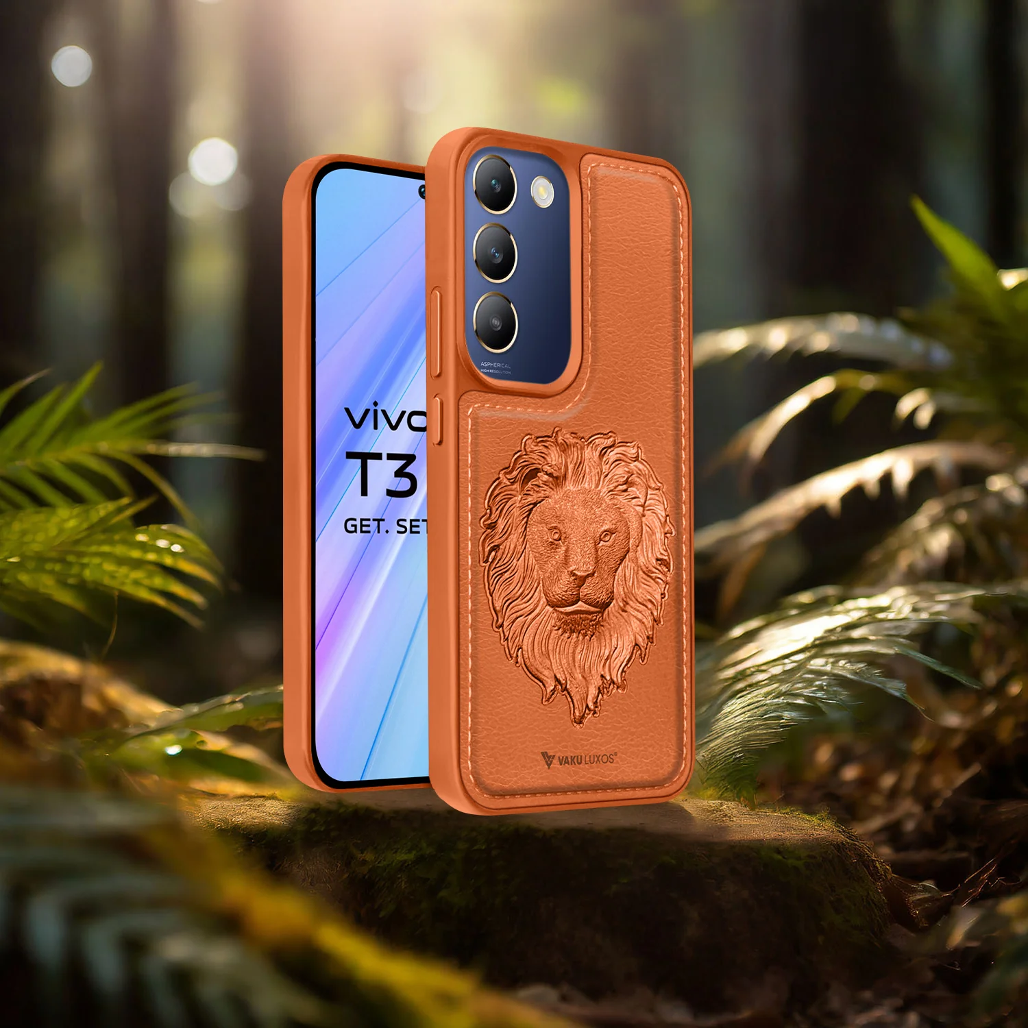 Vaku ® Vivo T3 5G Lion Embossed Luxury Designer Leather Back Cover - Image 12
