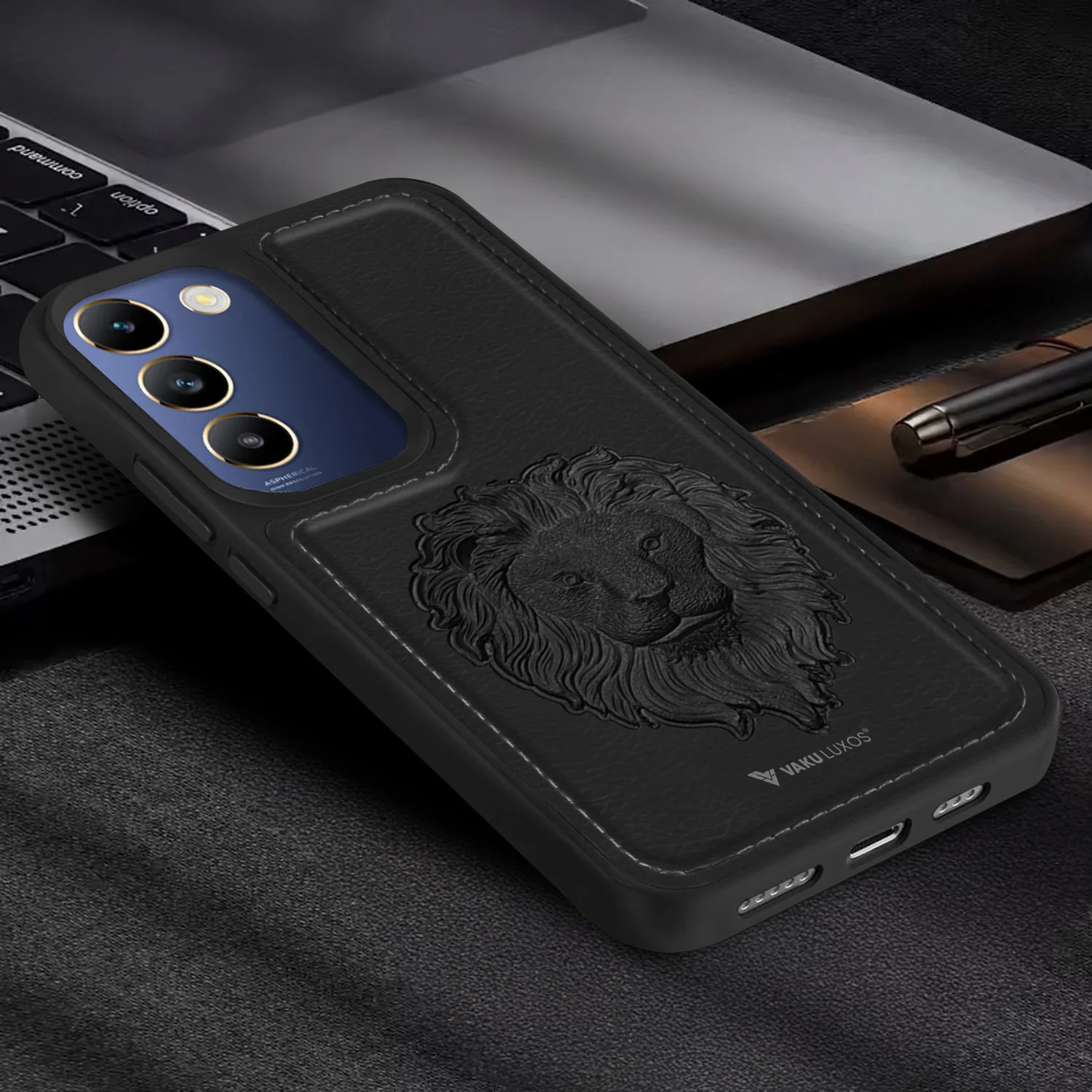 Vaku ® Vivo T3 5G Lion Embossed Luxury Designer Leather Back Cover - Image 13