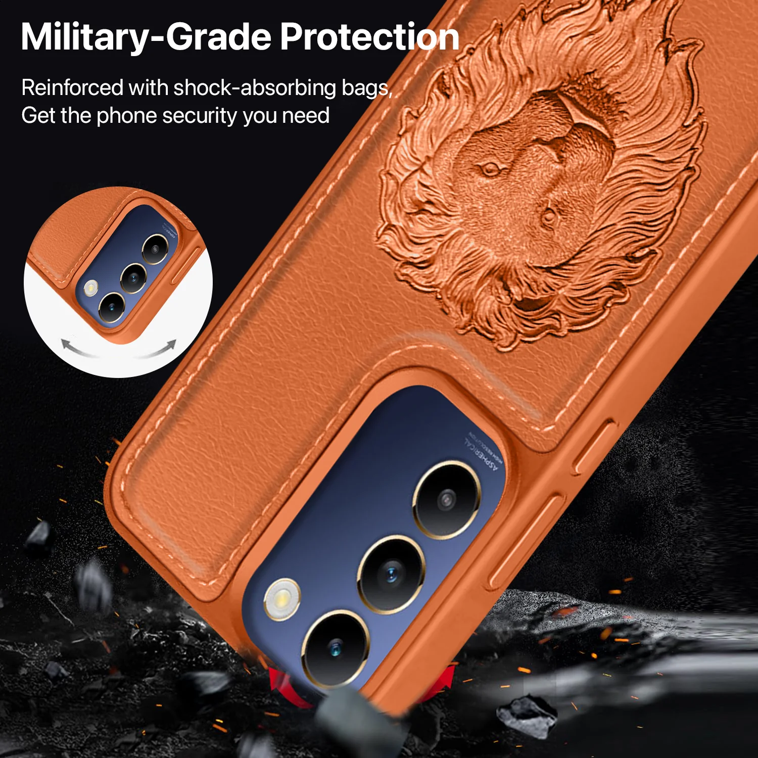 Vaku ® Vivo T3 5G Lion Embossed Luxury Designer Leather Back Cover - Image 4