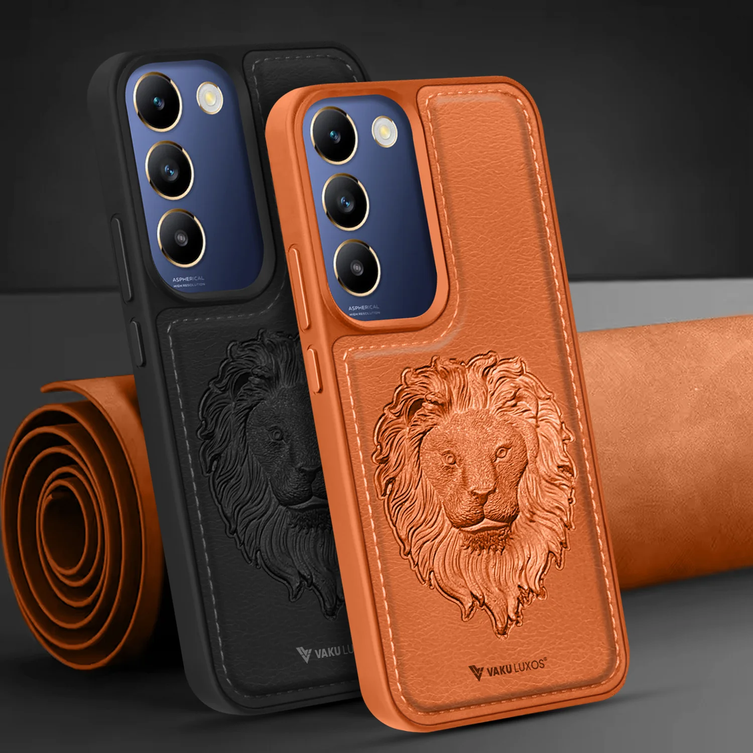 Vaku ® Vivo T3 5G Lion Embossed Luxury Designer Leather Back Cover - Image 7