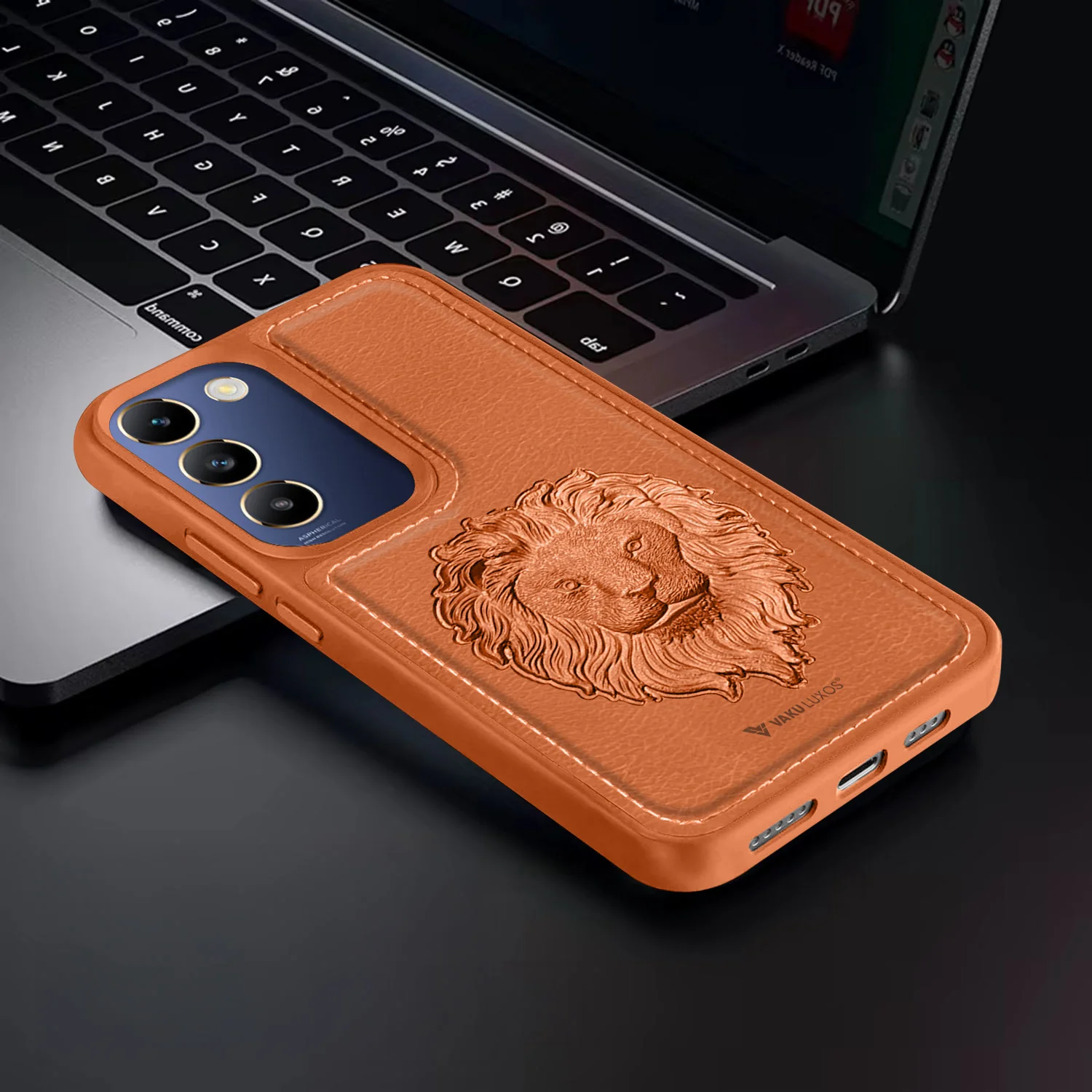 Vaku ® Vivo T3 5G Lion Embossed Luxury Designer Leather Back Cover - Image 8