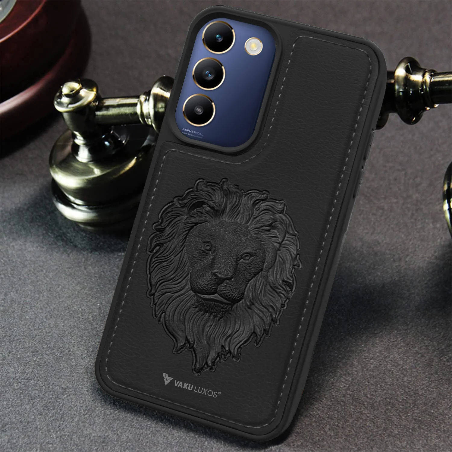 Vaku ® Vivo T3 5G Lion Embossed Luxury Designer Leather Back Cover - Image 9
