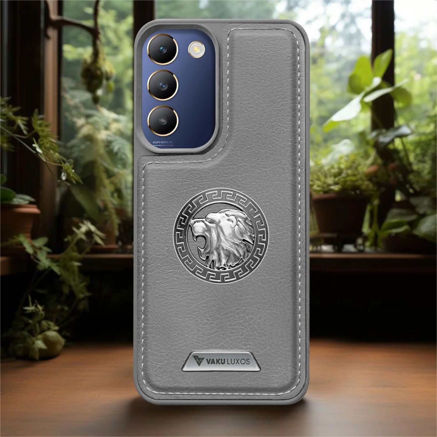 Vaku ® Vivo T3 5G Regal Shield Metal Lion Engraved Leather Back Cover - Image 11