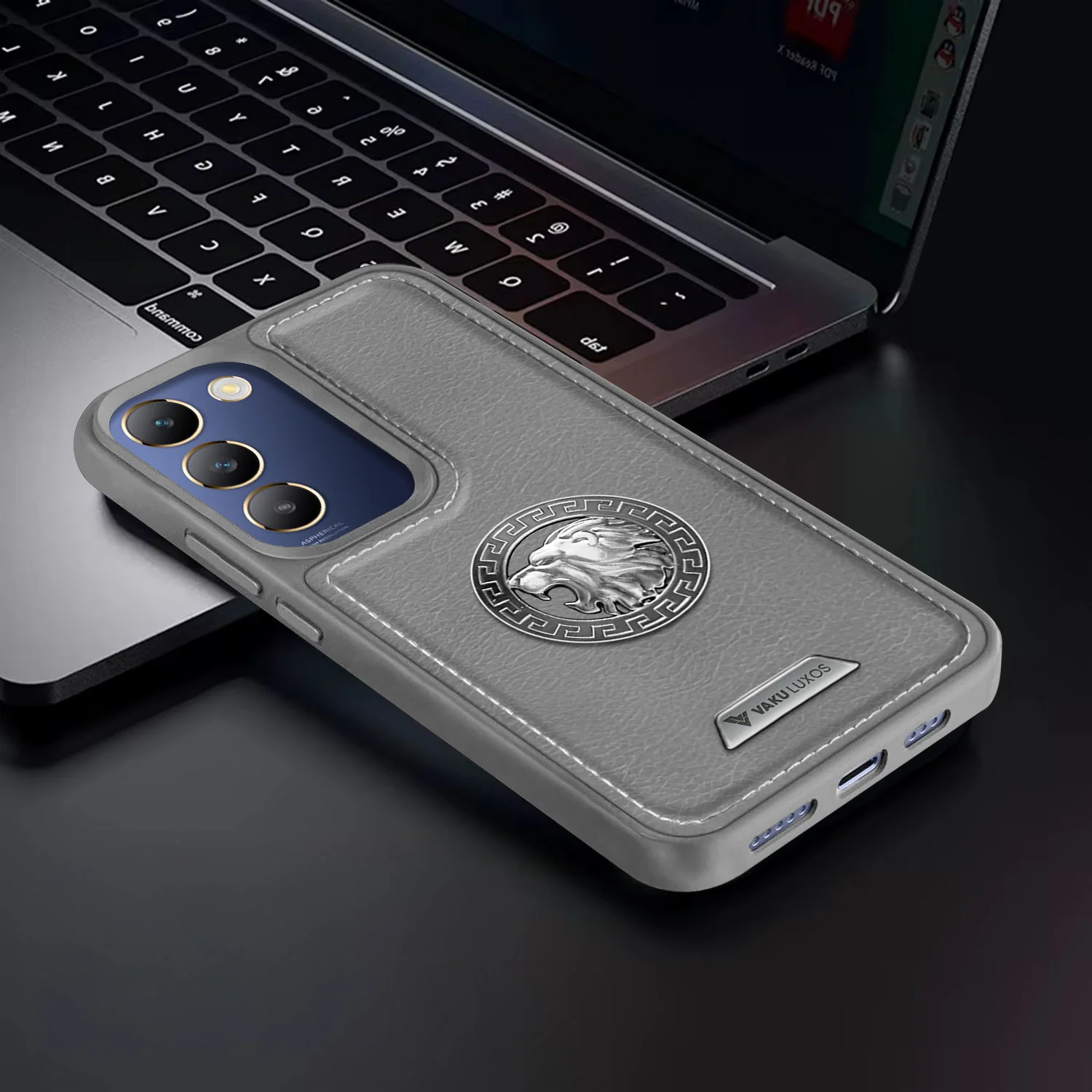 Vaku ® Vivo T3 5G Regal Shield Metal Lion Engraved Leather Back Cover - Image 14