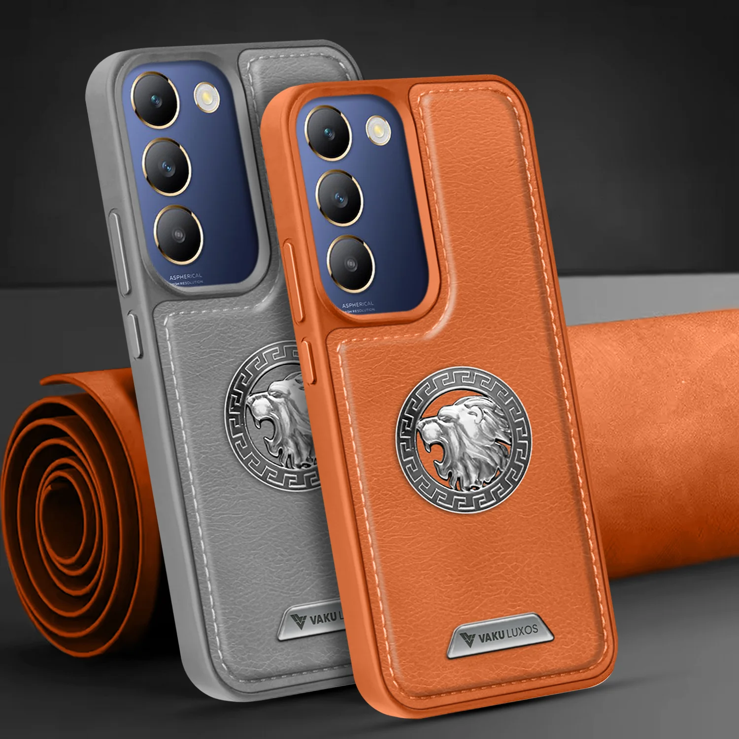 Vaku ® Vivo T3 5G Regal Shield Metal Lion Engraved Leather Back Cover - Image 6