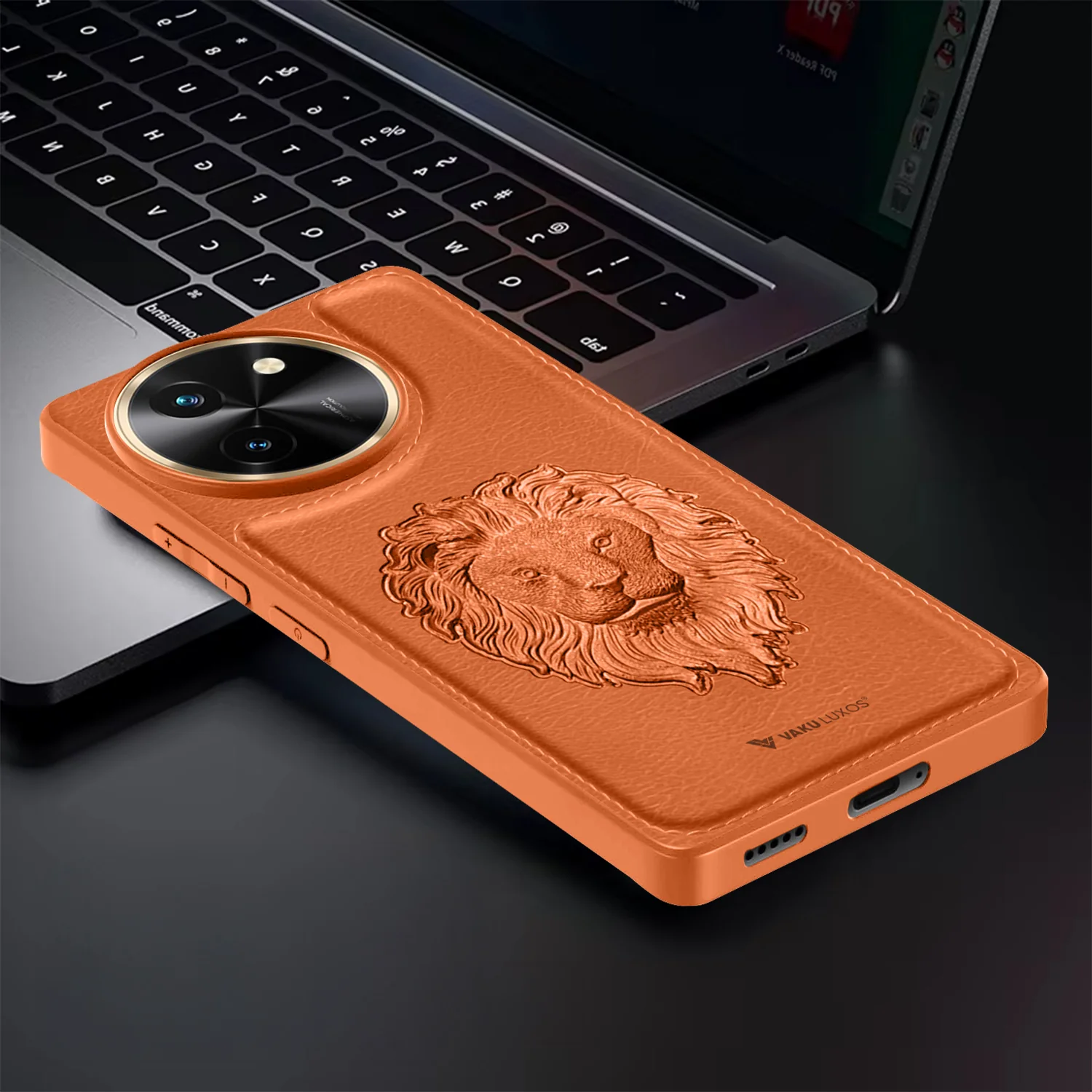 Vaku ® Vivo T3X 5G Lion Embossed Luxury Designer Leather Back Cover - Image 12