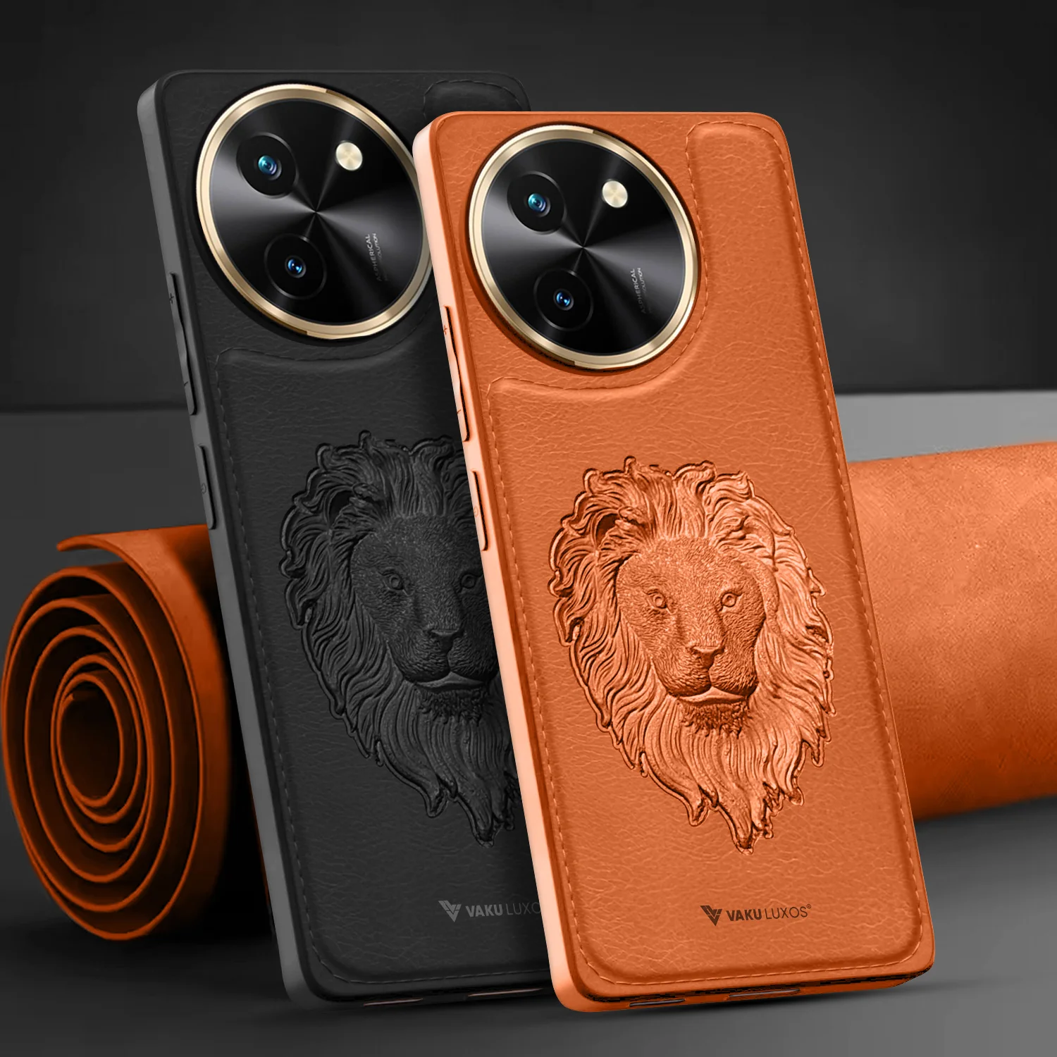 Vaku ® Vivo T3X 5G Lion Embossed Luxury Designer Leather Back Cover - Image 6