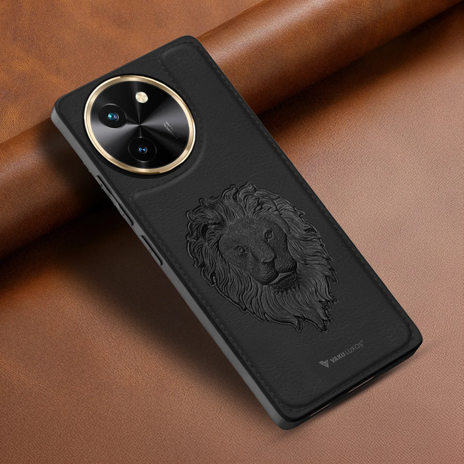 Vaku ® Vivo T3X 5G Lion Embossed Luxury Designer Leather Back Cover - Image 7