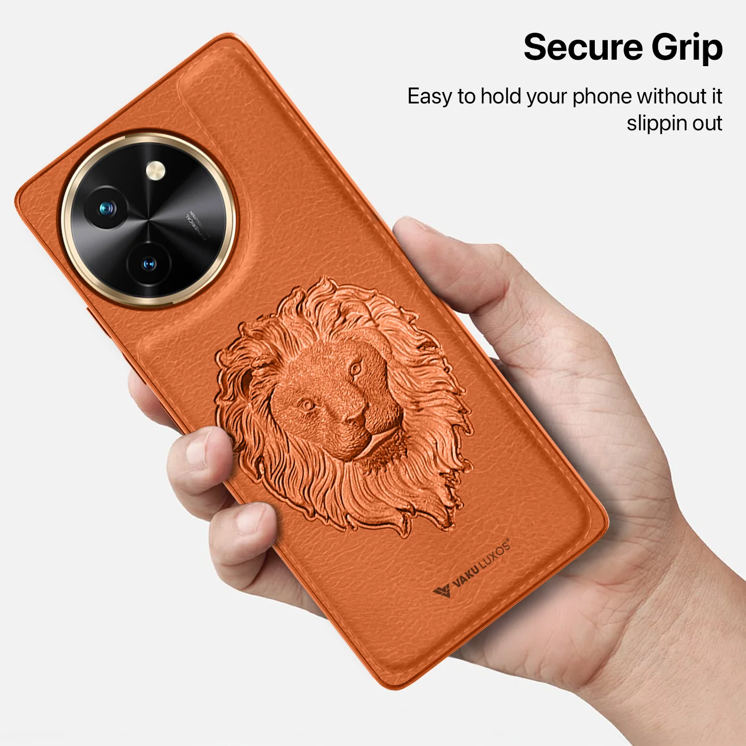 Vaku ® Vivo T3X 5G Lion Embossed Luxury Designer Leather Back Cover - Image 9