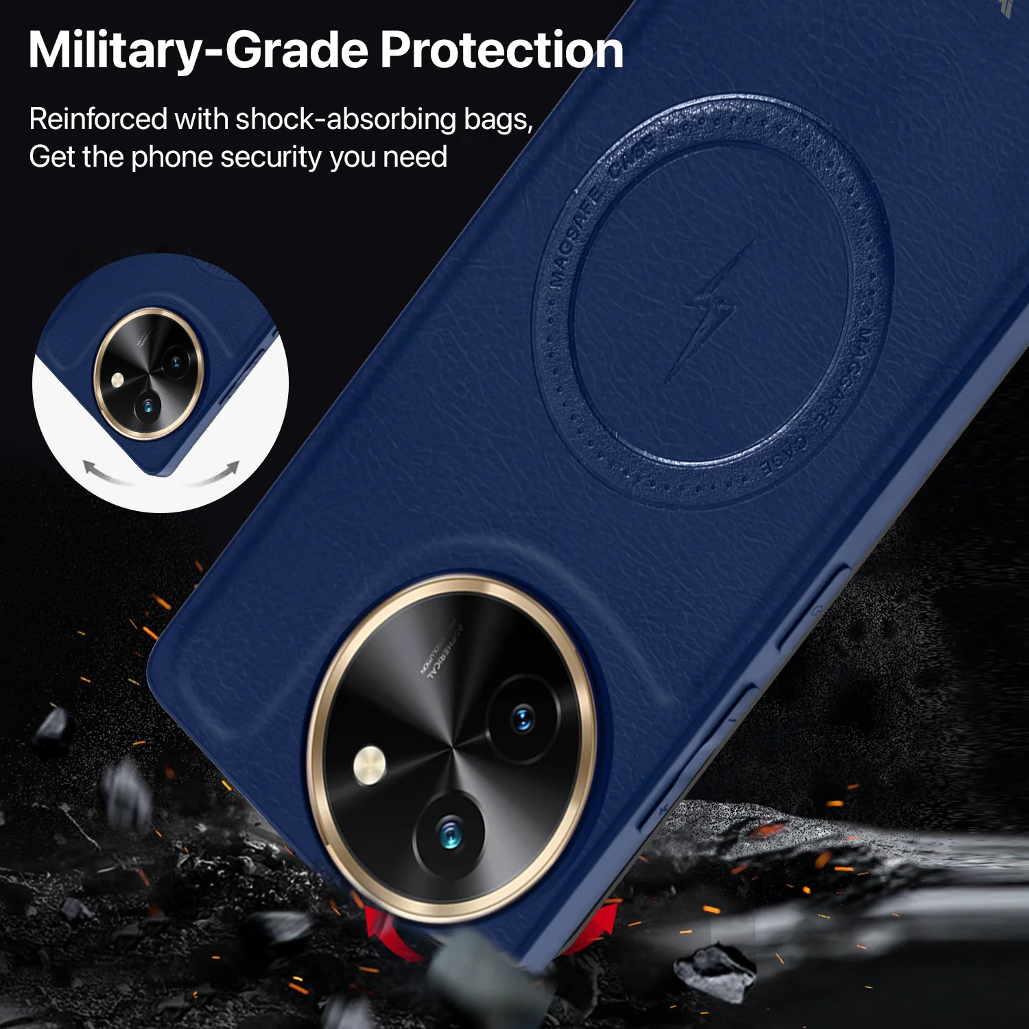 Vaku ® Vivo T3x 5G Maxtron Leather Stitched Magnetic Magsafe Back Cover - Image 5