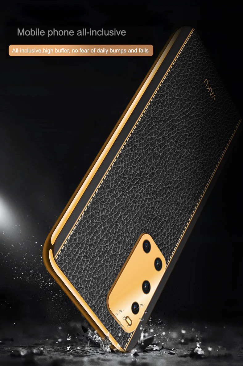 Vaku® Vivo V19 Luxemberg Series Leather Stitched Gold Electroplated Soft TPU Back Cover - Image 15