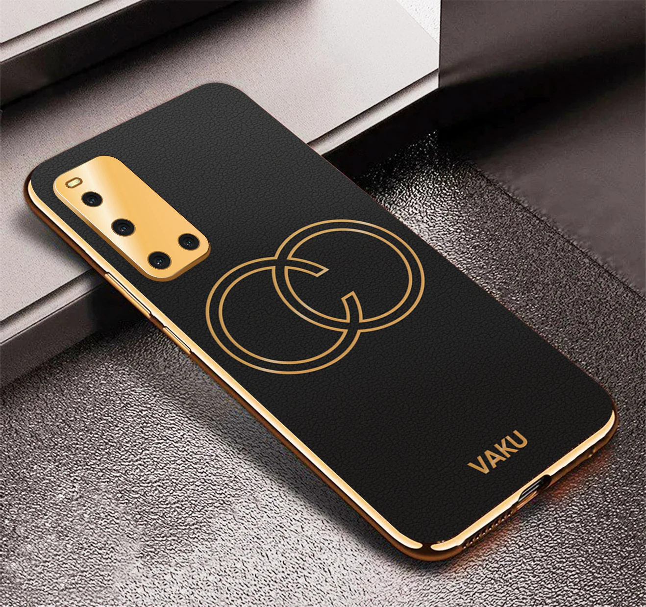 Vaku® Vivo V19 Skylar Leather Pattern Gold Electroplated Soft TPU Back Cover - Image 10