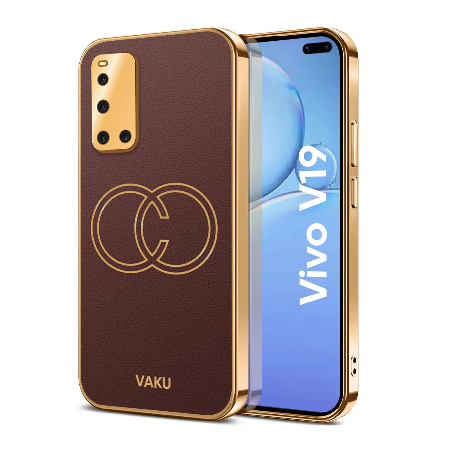 Vaku® Vivo V19 Skylar Leather Pattern Gold Electroplated Soft TPU Back Cover - Image 11