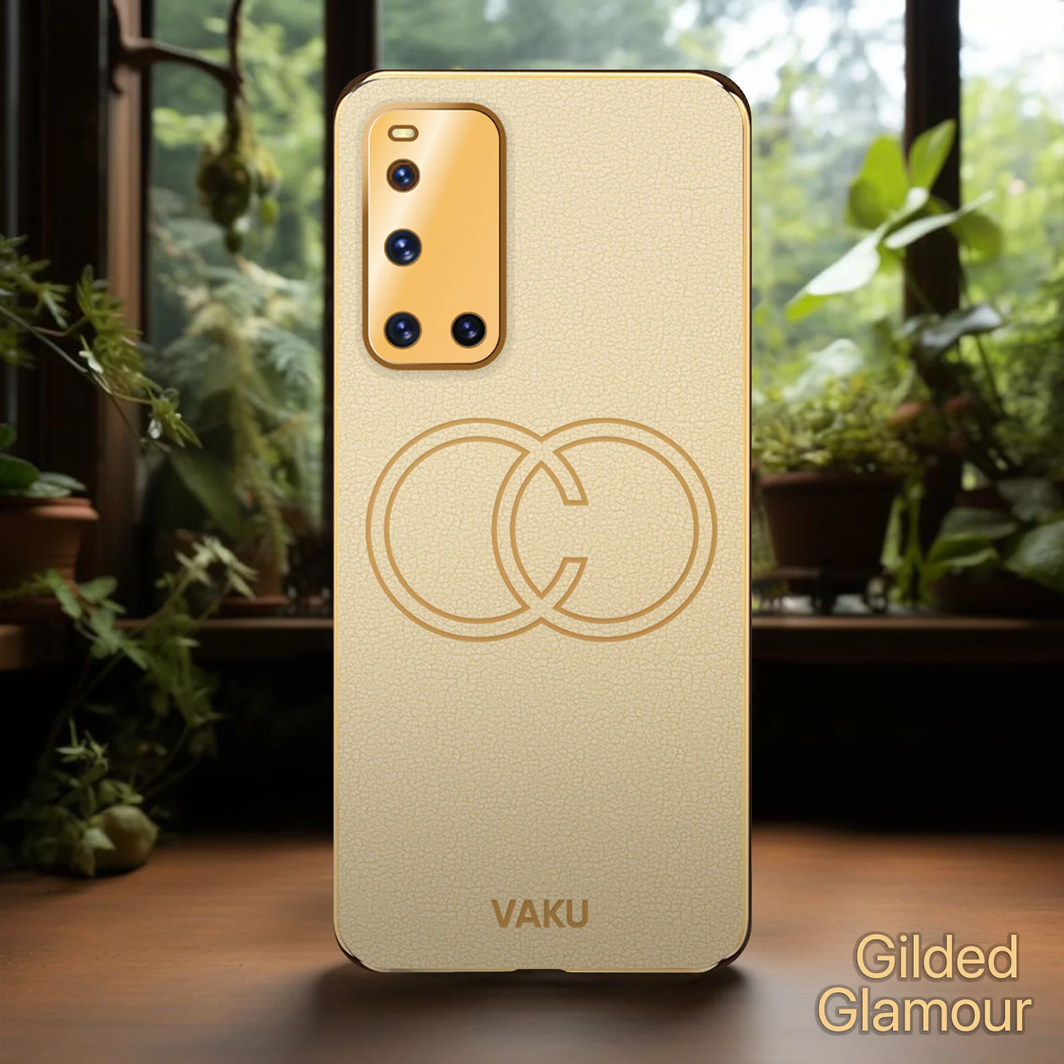 Vaku® Vivo V19 Skylar Leather Pattern Gold Electroplated Soft TPU Back Cover - Image 12