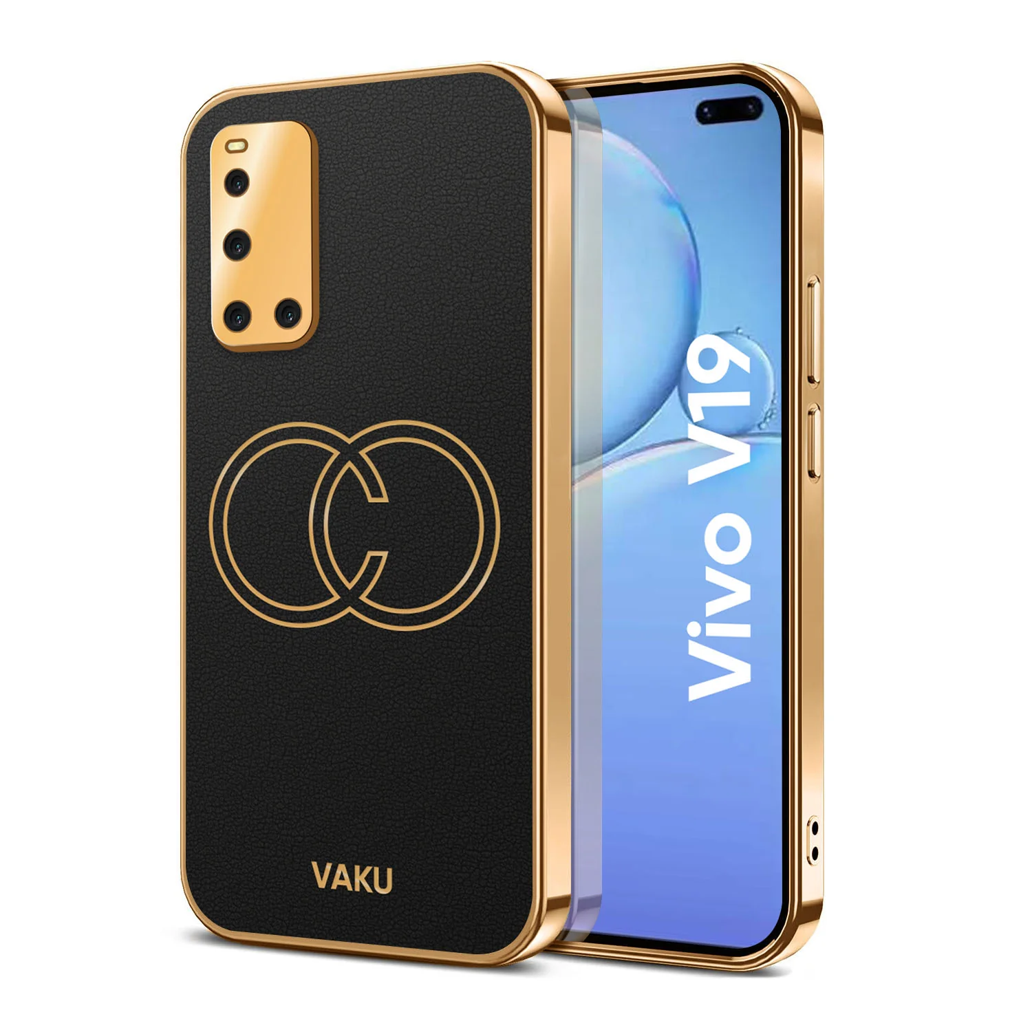 Vaku® Vivo V19 Skylar Leather Pattern Gold Electroplated Soft TPU Back Cover - Image 13