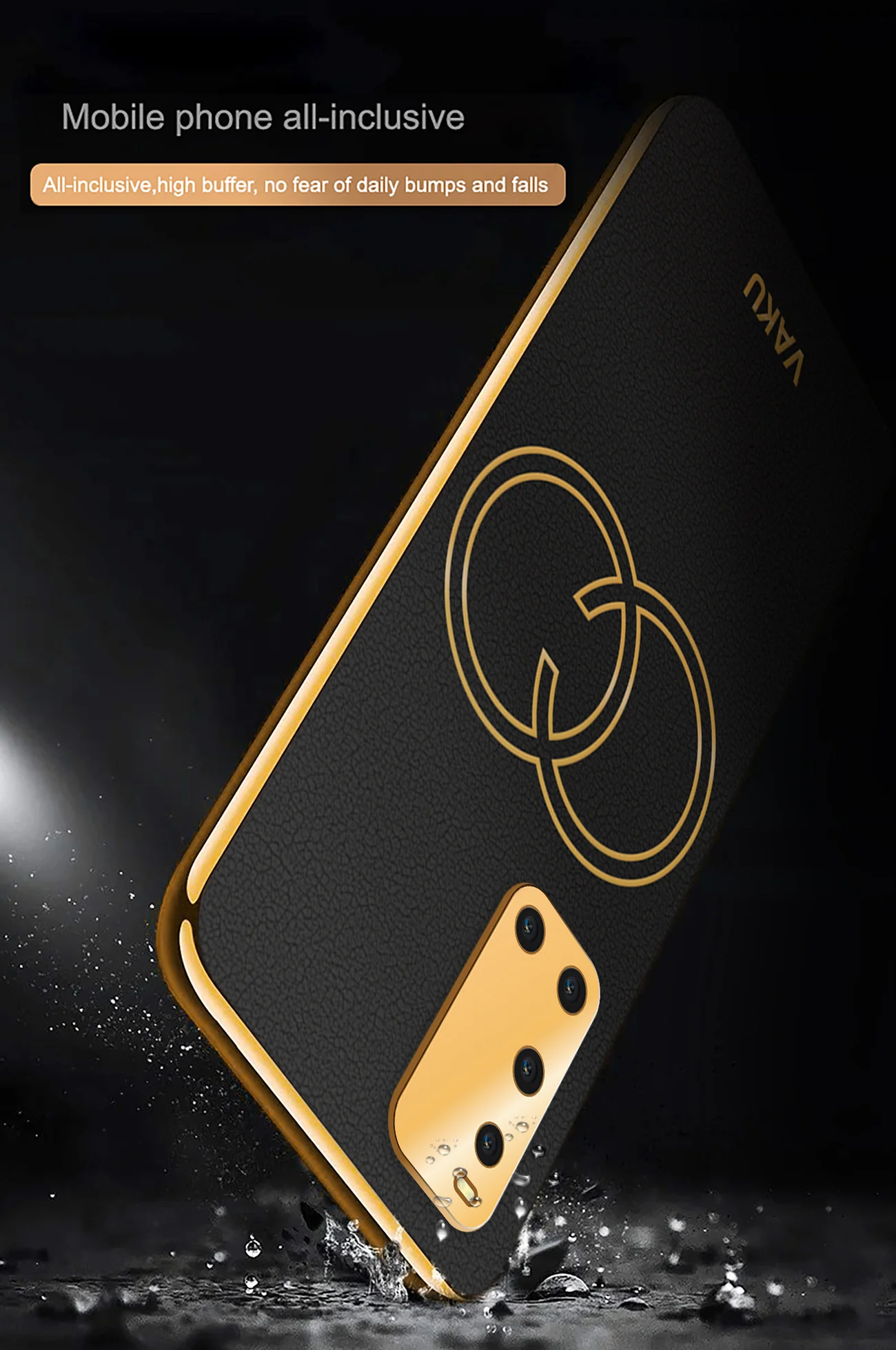 Vaku® Vivo V19 Skylar Leather Pattern Gold Electroplated Soft TPU Back Cover - Image 3