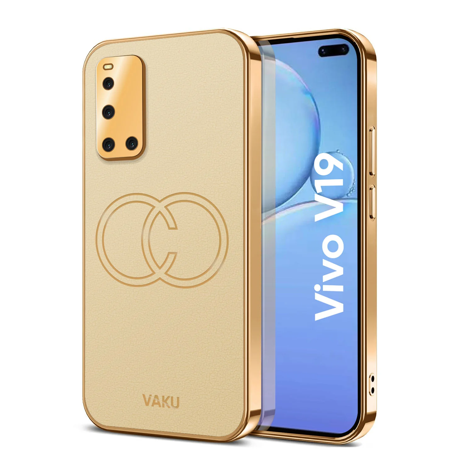 Vaku® Vivo V19 Skylar Leather Pattern Gold Electroplated Soft TPU Back Cover - Image 8