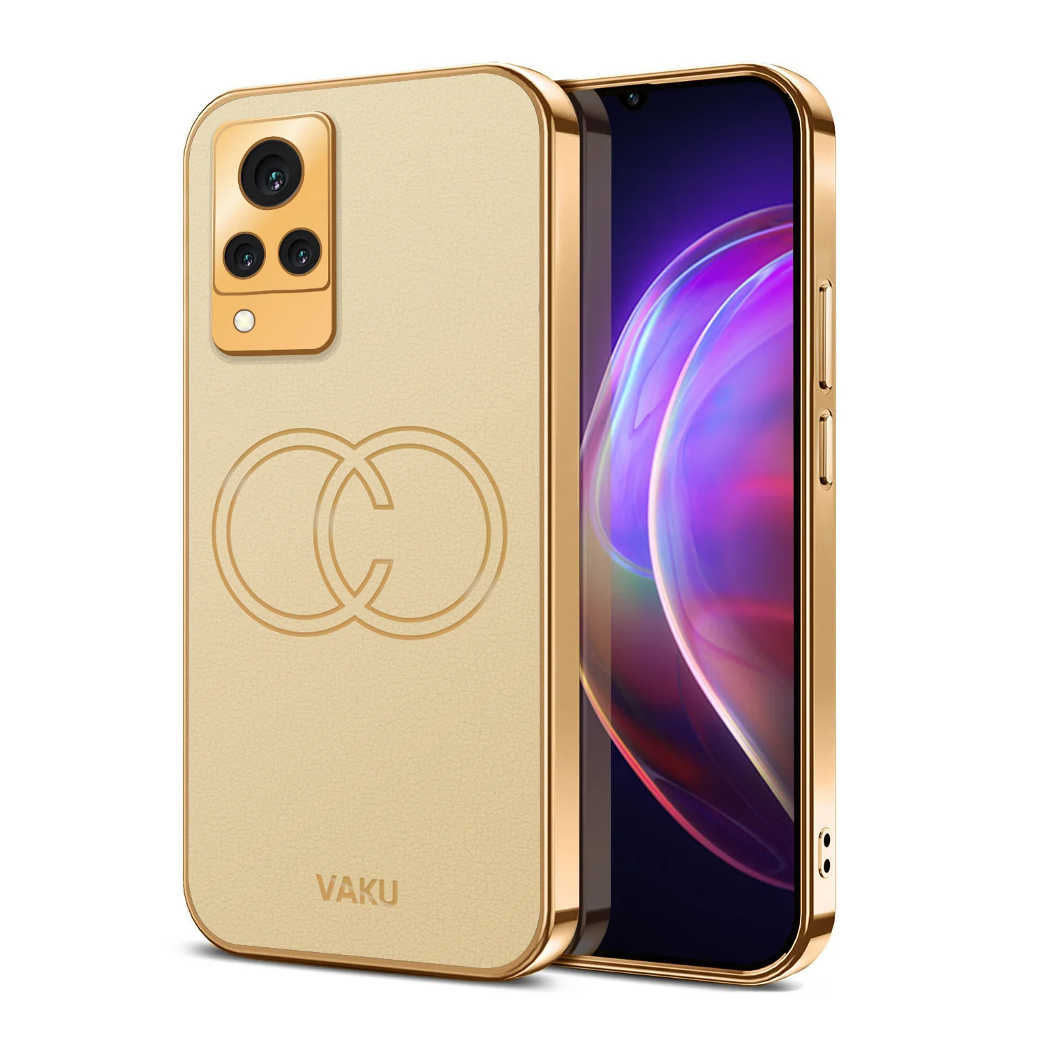 Vaku® Vivo V21 5G Skylar Leather Finish Gold Electroplated Soft TPU Back Cover - Image 12